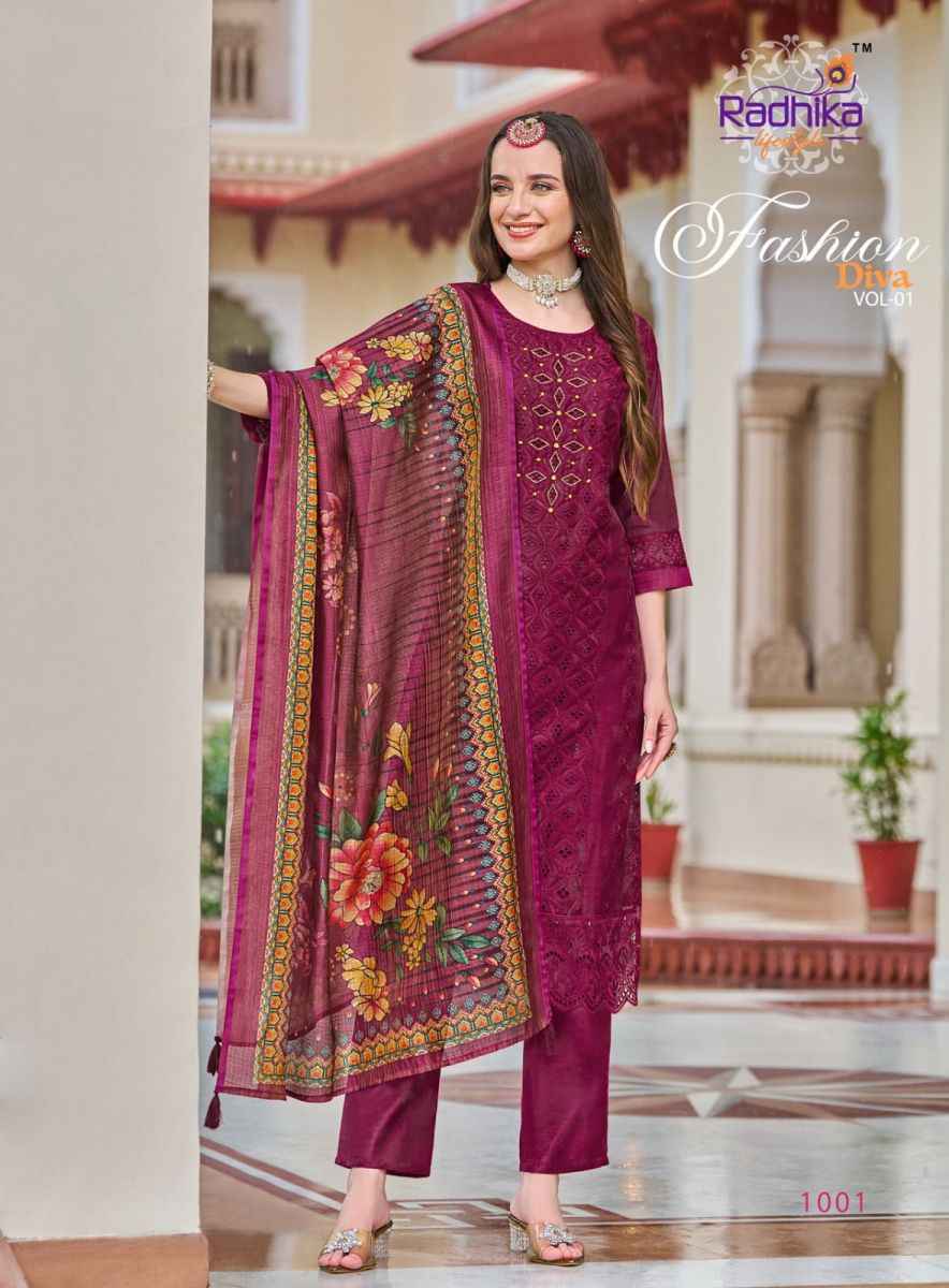 Radhika Lifestyle Fashion Diva Vol-1 Chanderi Silk Readymade Suit (6 pcs Catalogue)