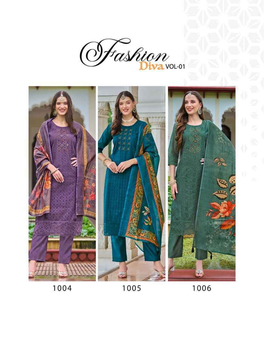 Radhika Lifestyle Fashion Diva Vol-1 Chanderi Silk Readymade Suit (6 pcs Catalogue)