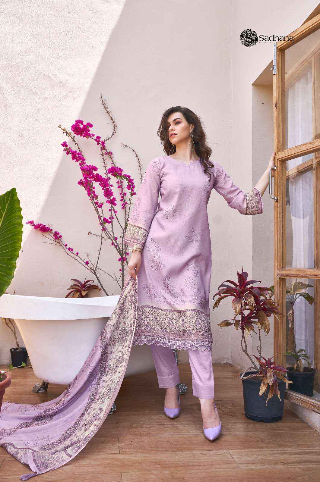 Sadhna Fashion The Secret Garden Muslin Silk Dress Material Wholesale Online Mumbai