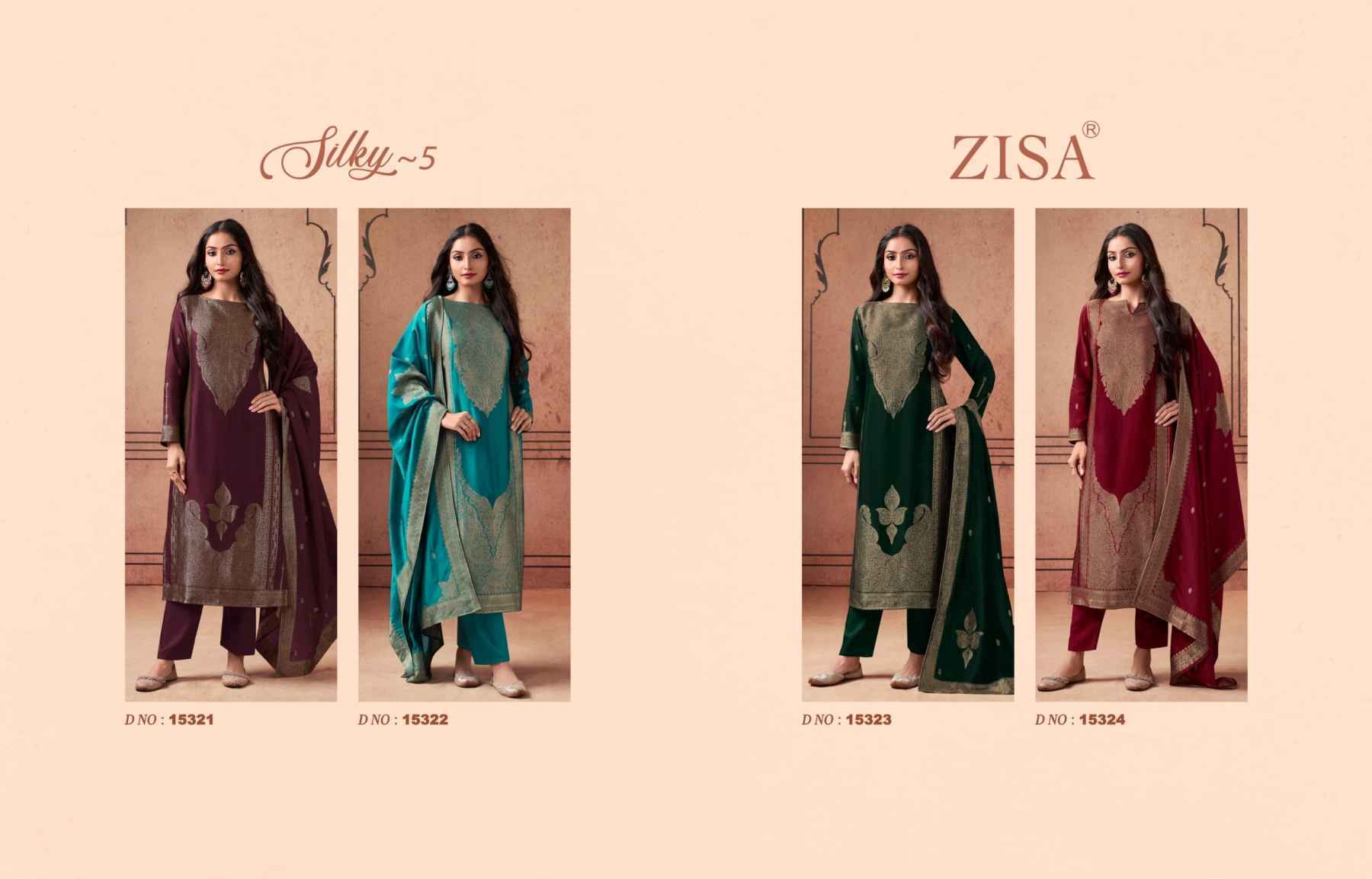 Zisa Silky Vol-5 Bamberg Silk Dress Material (4 pcs Catalogue)