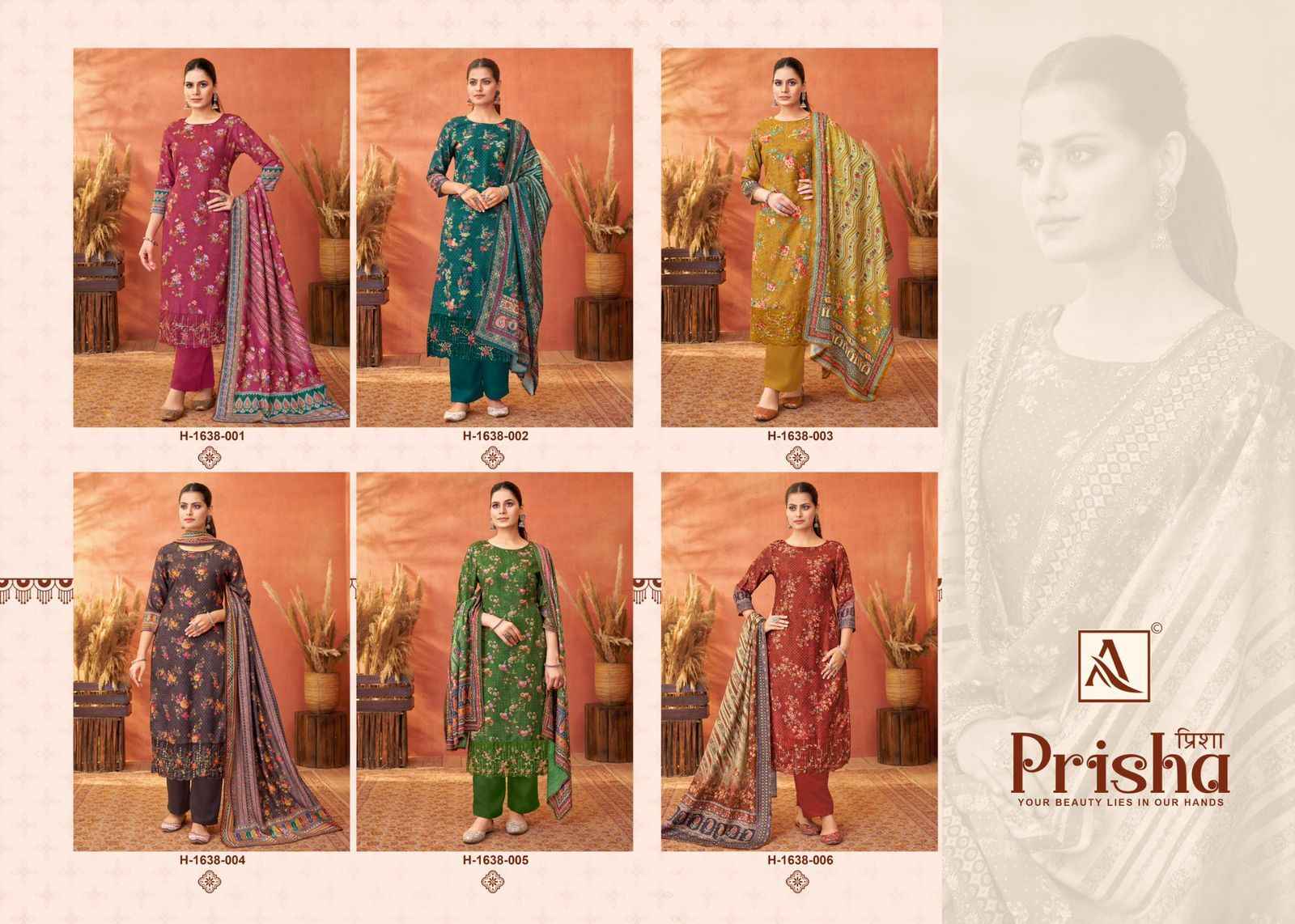 Alok Suit Prisha Woolen Printed Dress Material (6 pcs Catalogue)