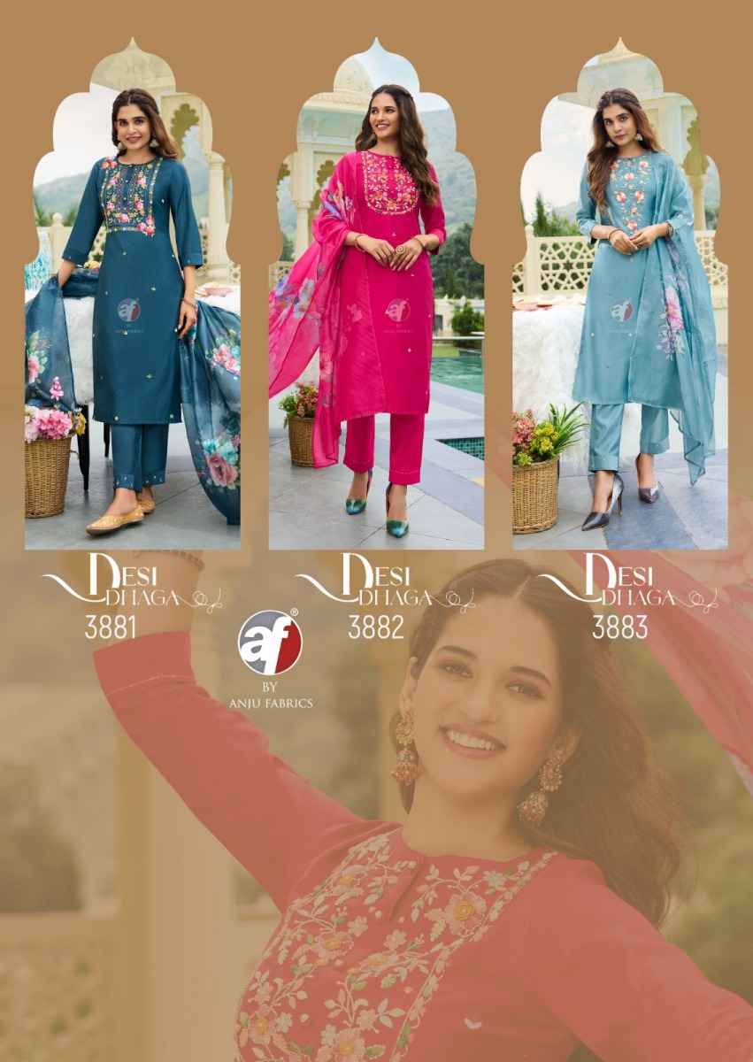 Anju Fabrics Desi Dhaga Viscose Readymade Suit (6 pcs Catalogue)