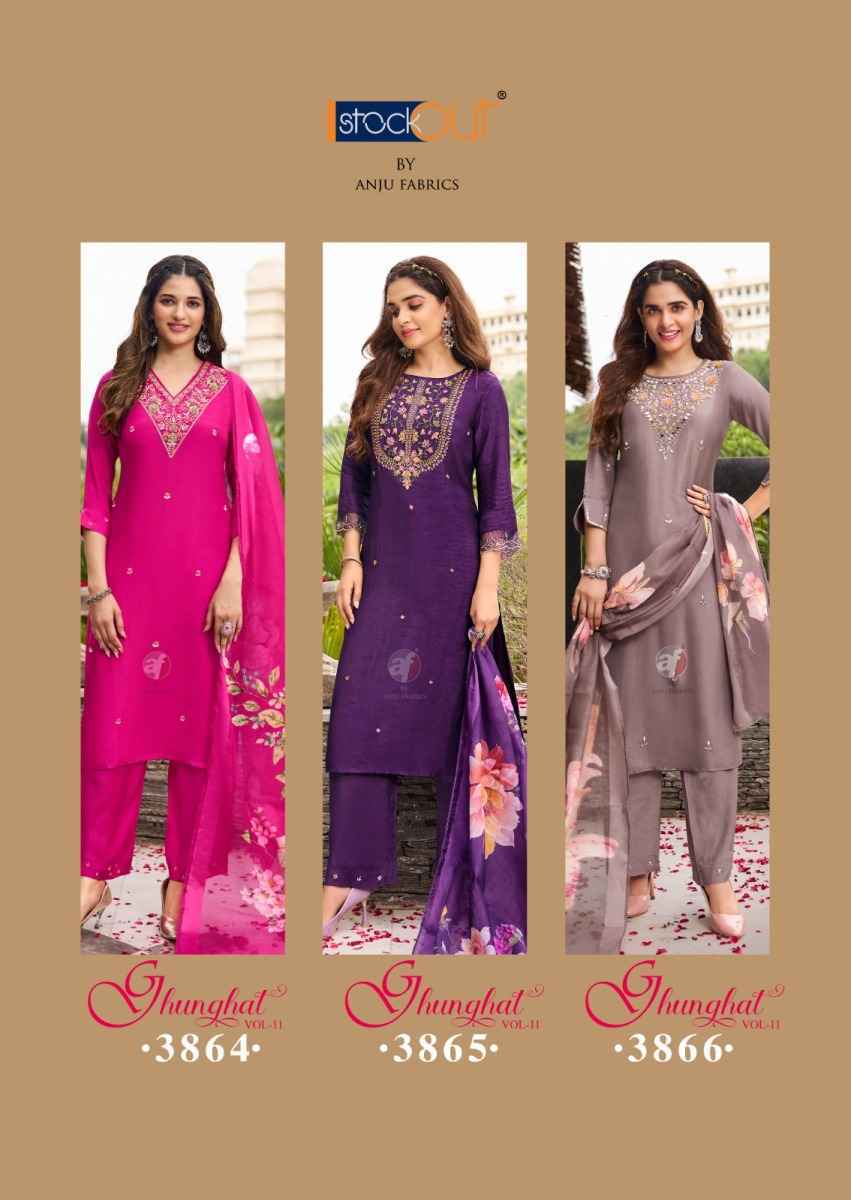 Anju Fabrics Ghunghat Vol-11 Silk Readymade Dress (6 pcs Catalogue)
