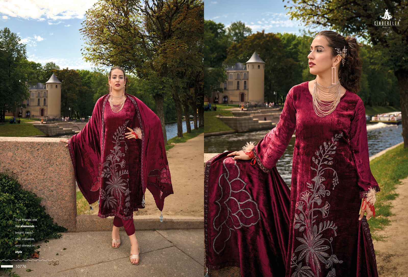 Cindrella Moscow Story Velvet Dress Material Ladies Suits For Festivals