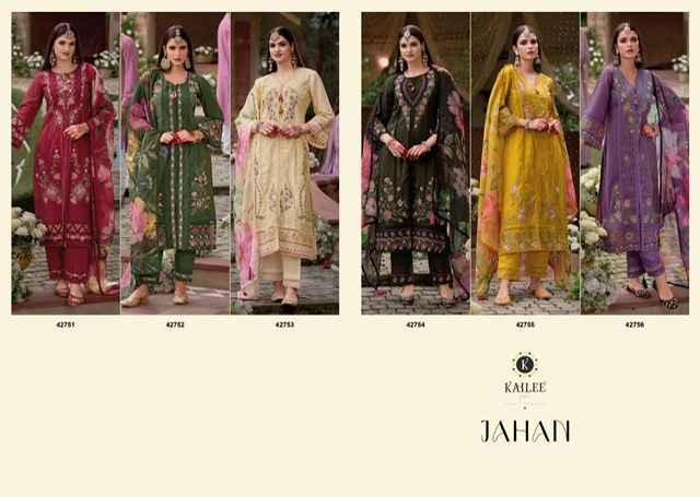Kailee Fashion Jahan Viscose Simmer Silk Readymade Suit (6 pcs Catalogue)