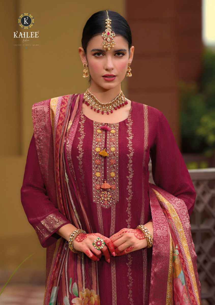 Kailee Fashion Pearl Viscose Simmer Silk Readymade Suit (6 pcs Catalogue)