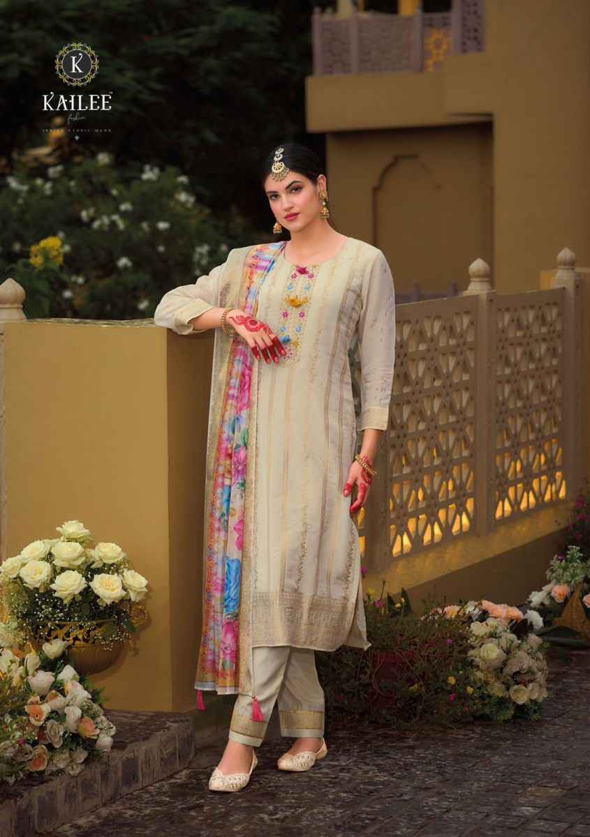 Kailee Fashion Pearl Viscose Simmer Silk Readymade Suit (6 pcs Catalogue)