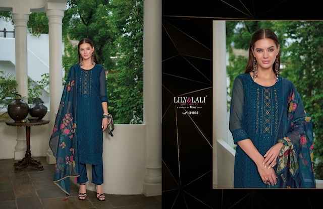 Lily & Lali Organza Chikan Kari Vol-3 Organza Readymade Suit (6 pcs Catalogue)