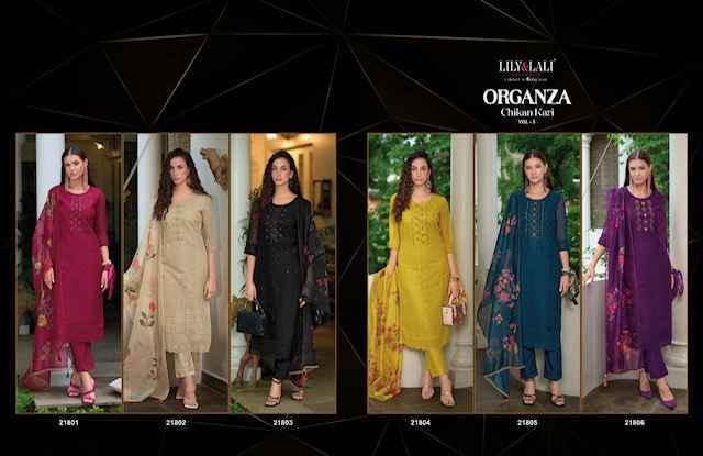 Lily & Lali Organza Chikan Kari Vol-3 Organza Readymade Suit (6 pcs Catalogue)