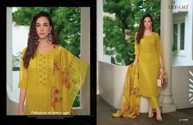 Lily & Lali Organza Chikan Kari Vol-3 Organza Readymade Suit (6 pcs Catalogue)