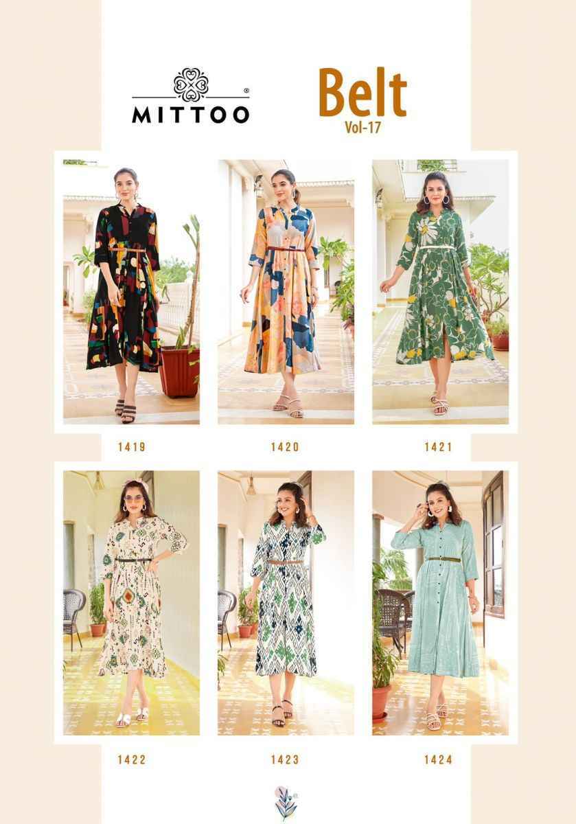 Mittoo Belt Vol-17 Rayon Kurti (6 pcs Catalogue)