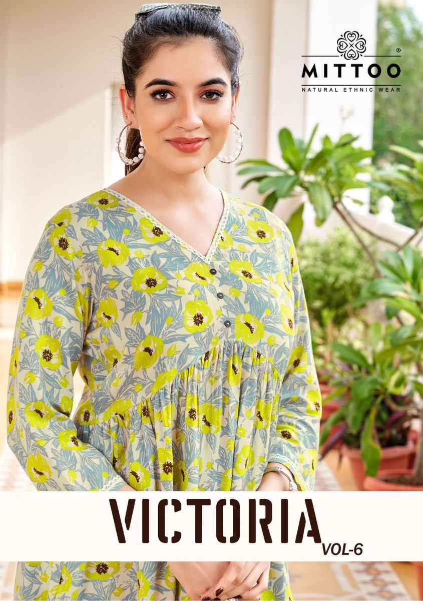 Mittoo Victoria Vol-6 Rayon Kurti (6 pcs Catalogue)