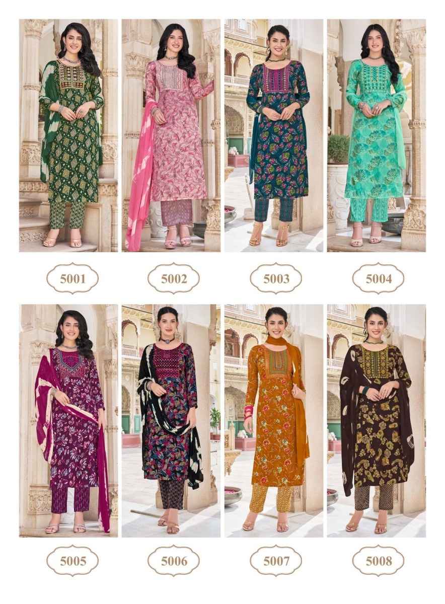 Navkar Sofiya Vol-5 Rayon Readymade Suit (8 pcs Catalogue)