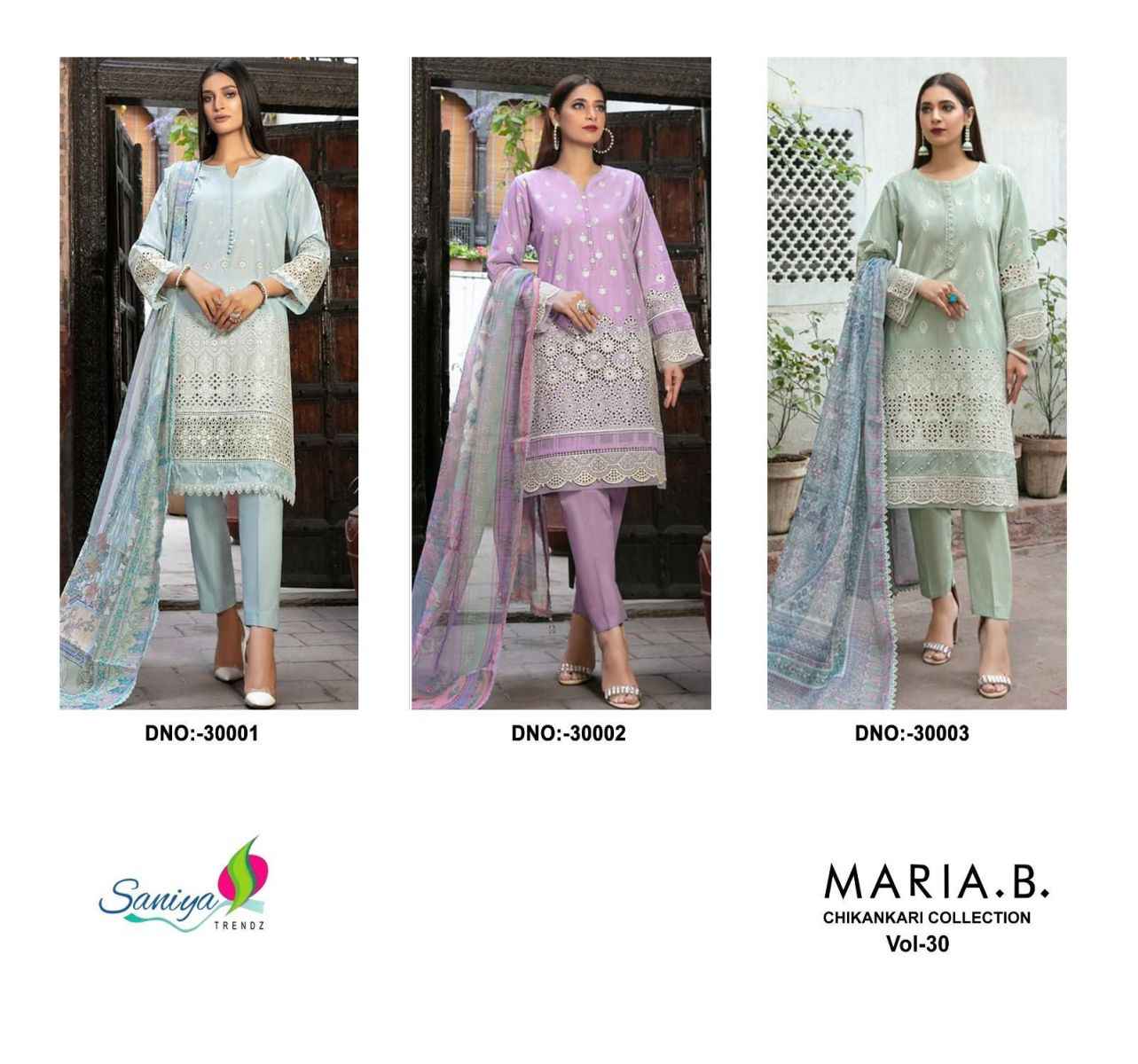 Saniya Trendz Maria.B Vol-30 Cotton Dress Material (3 pcs Catalogue)