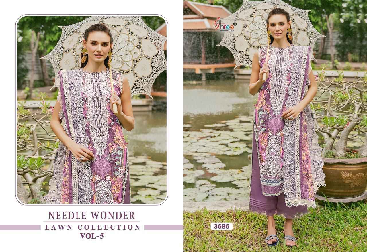 Shree Fabs Needle Wonder Lawn Collection Vol-5 Cotton Dress Material (6 pcs Catalogue)