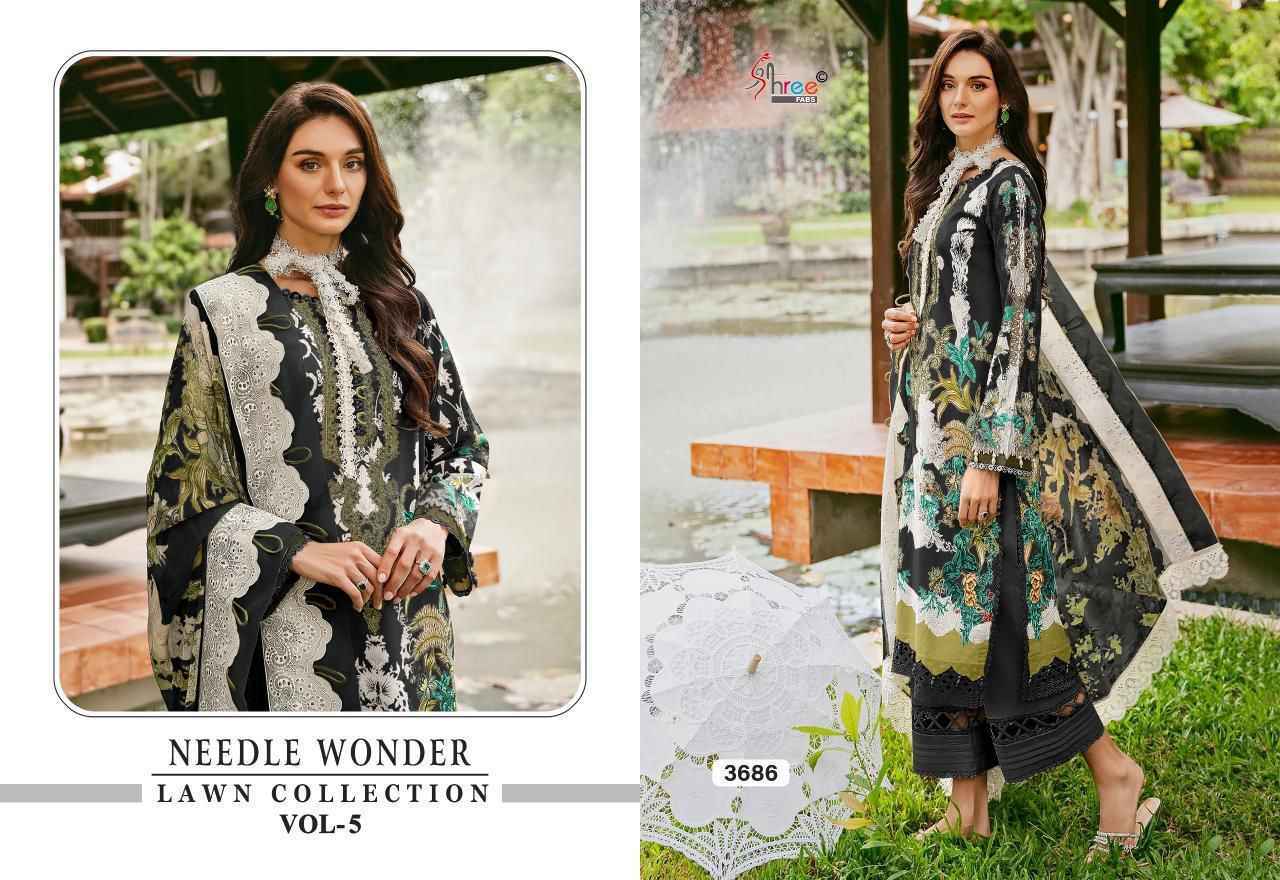 Shree Fabs Needle Wonder Lawn Collection Vol-5 Cotton Dress Material (6 pcs Catalogue)