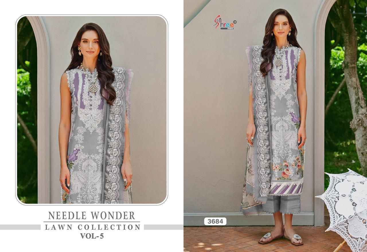 Shree Fabs Needle Wonder Lawn Collection Vol-5 Cotton Dress Material (6 pcs Catalogue)