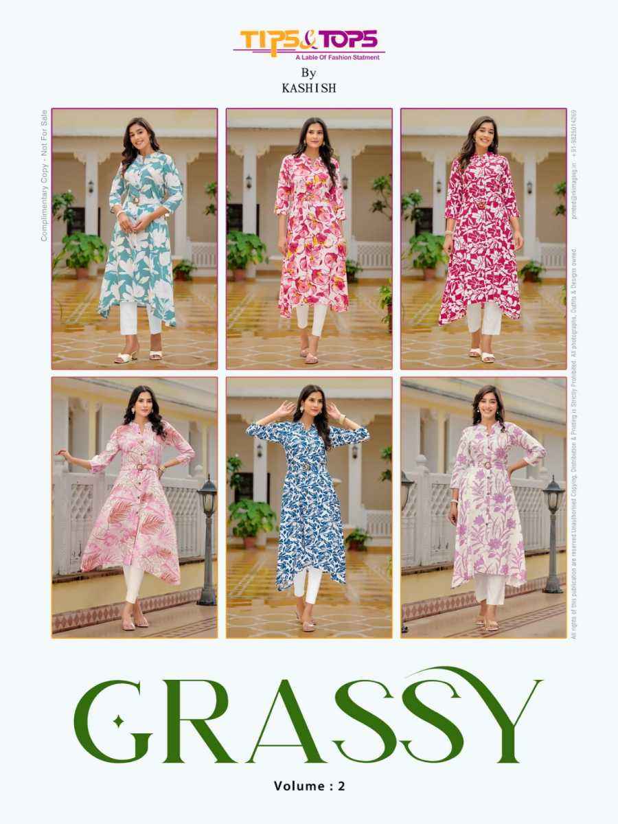 Tips & Tops Grassy Vol-2 Rayon Kurti (6 pcs Catalogue)