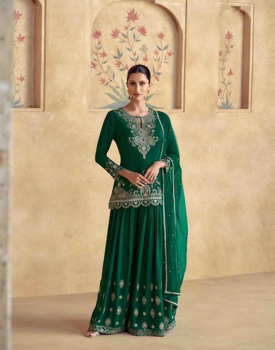 Aashirwad Creation Chakori Premium Chinon Silk Readymade Suit (4 pc Cataloge)