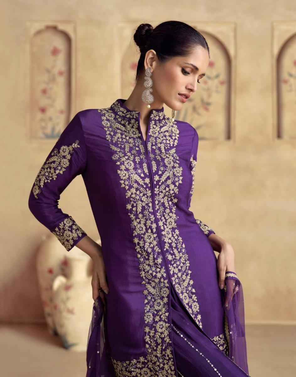 Aashirwad Creation Chakori Premium Chinon Silk Readymade Suit (4 pc Cataloge)