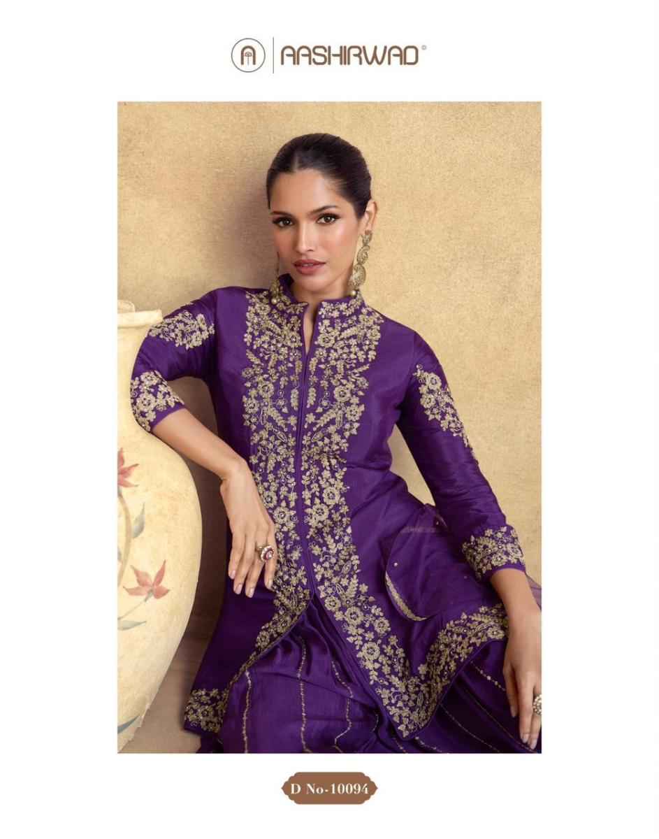 Aashirwad Creation Chakori Premium Chinon Silk Readymade Suit (4 pc Cataloge)