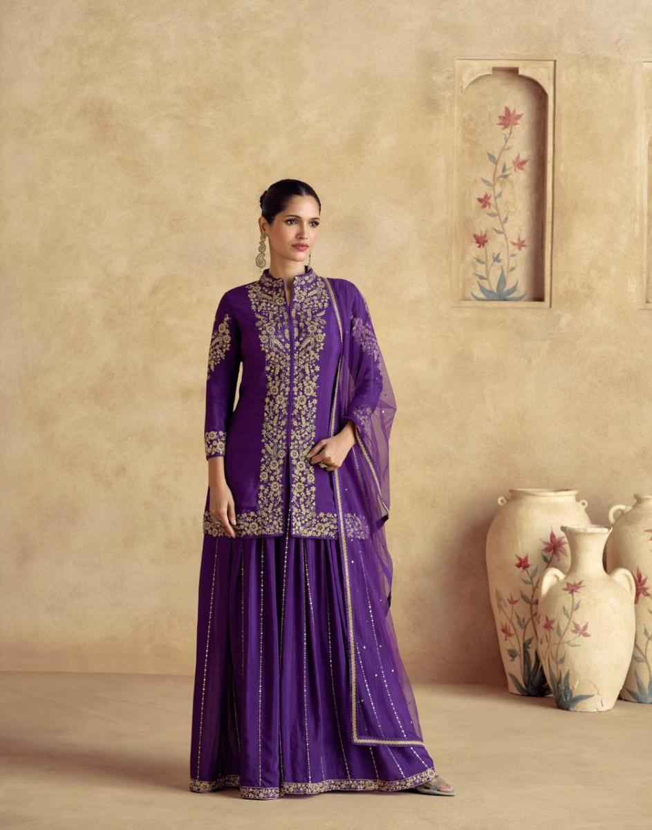 Aashirwad Creation Chakori Premium Chinon Silk Readymade Suit (4 pc Cataloge)
