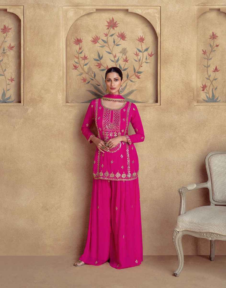 Aashirwad Creation Chakori Premium Chinon Silk Readymade Suit (4 pc Cataloge)