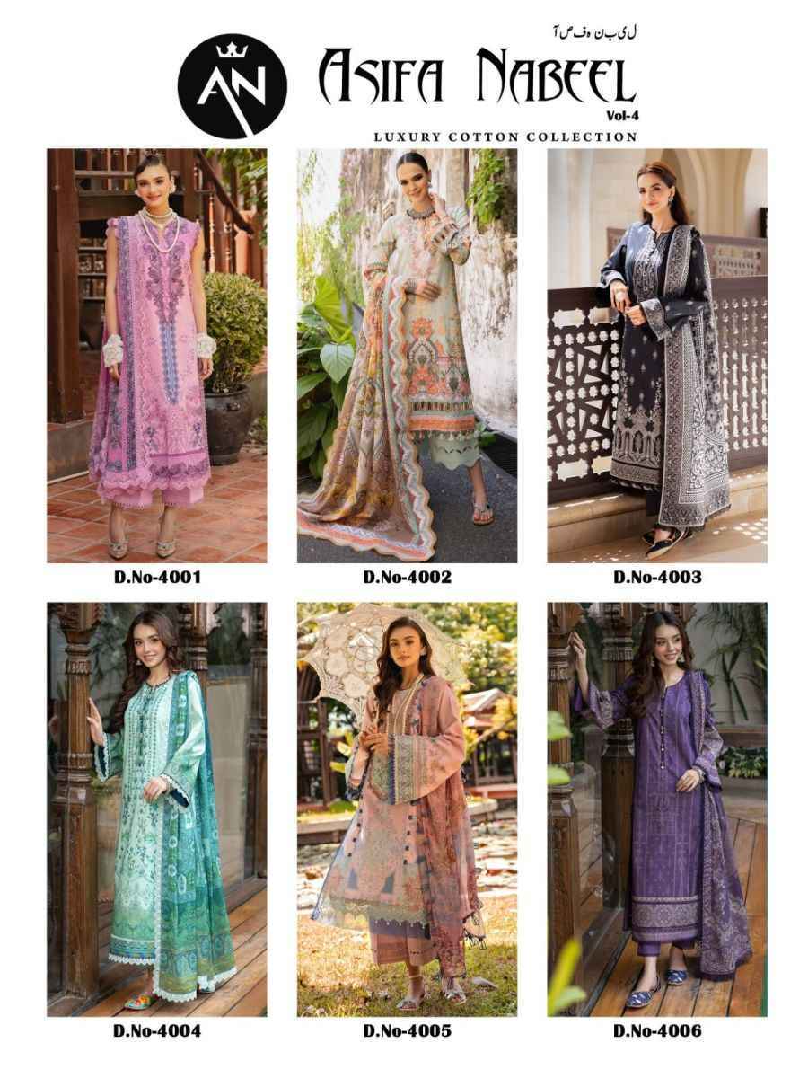 Asifa Nabeel Vol-4 Cotton Dress Material (6 pcs Catalogue)