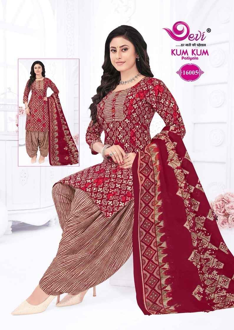 Devi Kum Kum Patiyala Vol-16 Cotton Readymade Suit (12 pcs Catalogue)