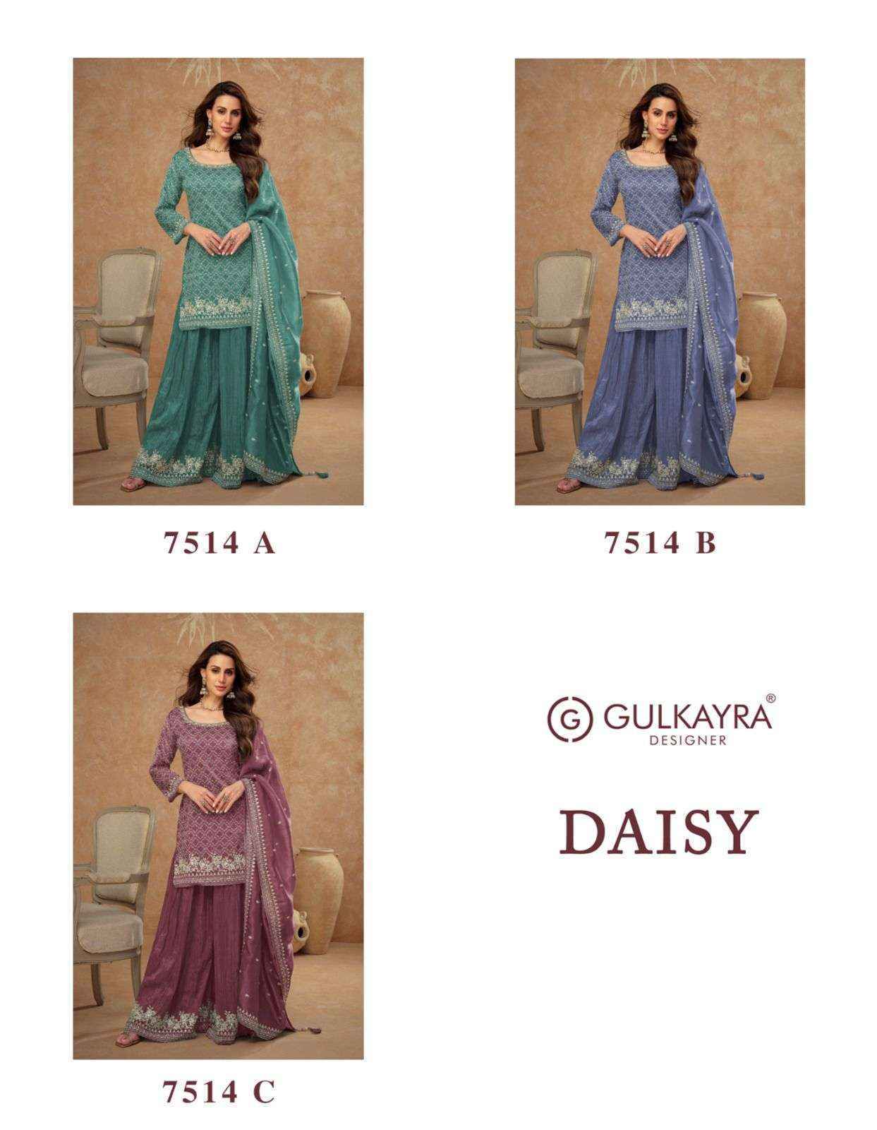 Gulkayra Designer Daisy Readymade Silk Dress (3 pcs Catalogue)