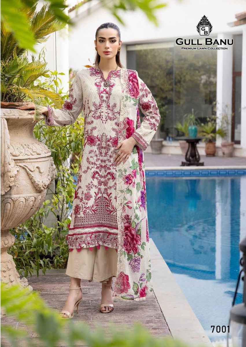 Gull Aahmed Gull Banu Vol-7 Lawn Cotton Dress Material (6 pcs Catalogue)