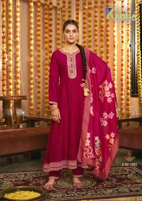 Karissa Gehna Vichitra Silk Readymade Readymade Suit (4 pcs Catalogue)