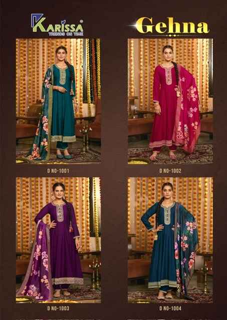 Karissa Gehna Vichitra Silk Readymade Readymade Suit (4 pcs Catalogue)