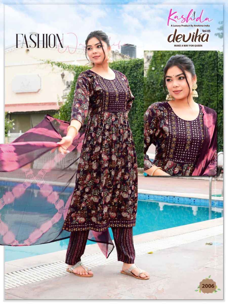 Kashida Devika Vol-5 Rayon Readymade Suit (10 pcs Catalogue)
