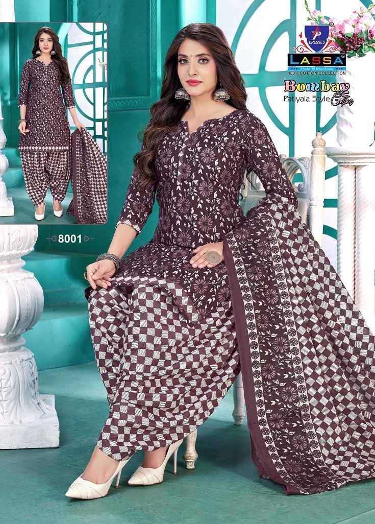 Lassa Bombey Patiyala Style Vol-8 Cotton Dress Material (10 pcs Catalogue)
