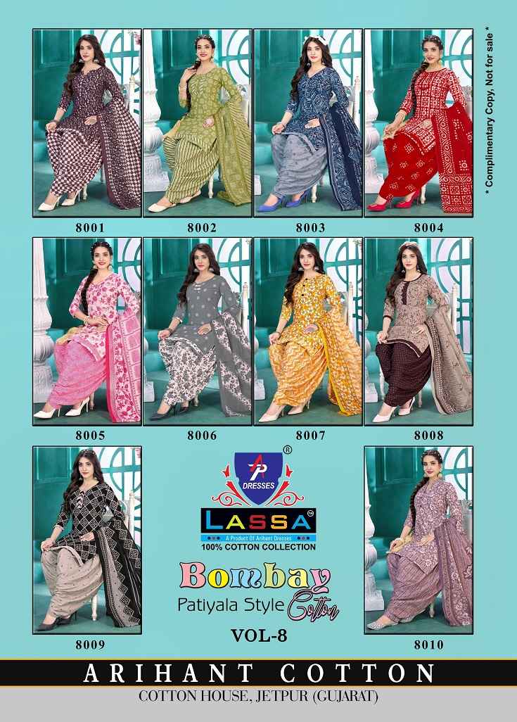 Lassa Bombey Patiyala Style Vol-8 Cotton Dress Material (10 pcs Catalogue)