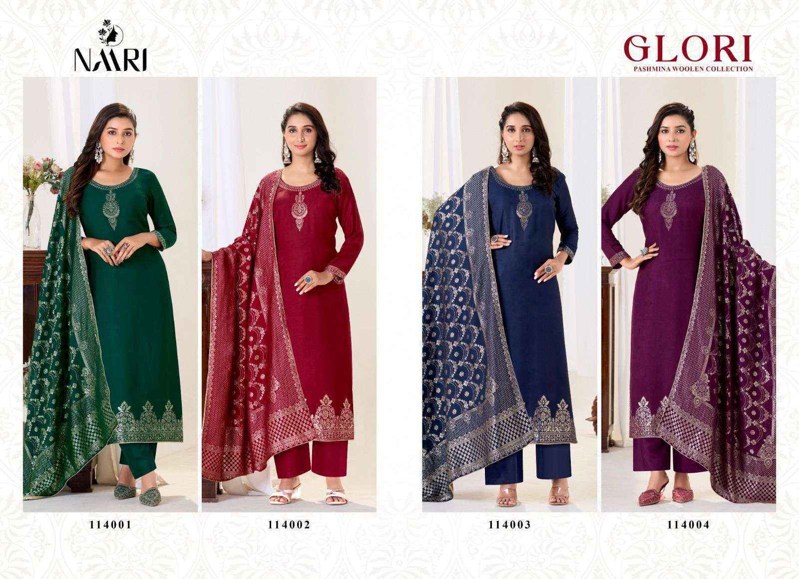 Naari Glori Pashmina Jacquard Dress Material (4 pcs Catalogue)