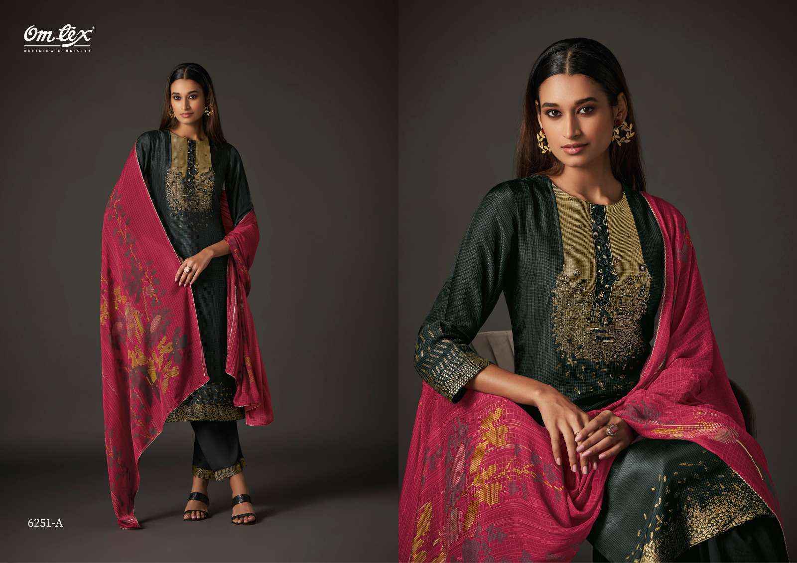 Omtex Caprina Vol-2 Silk Jacquard Dress Material (4 pcs Catalogue)