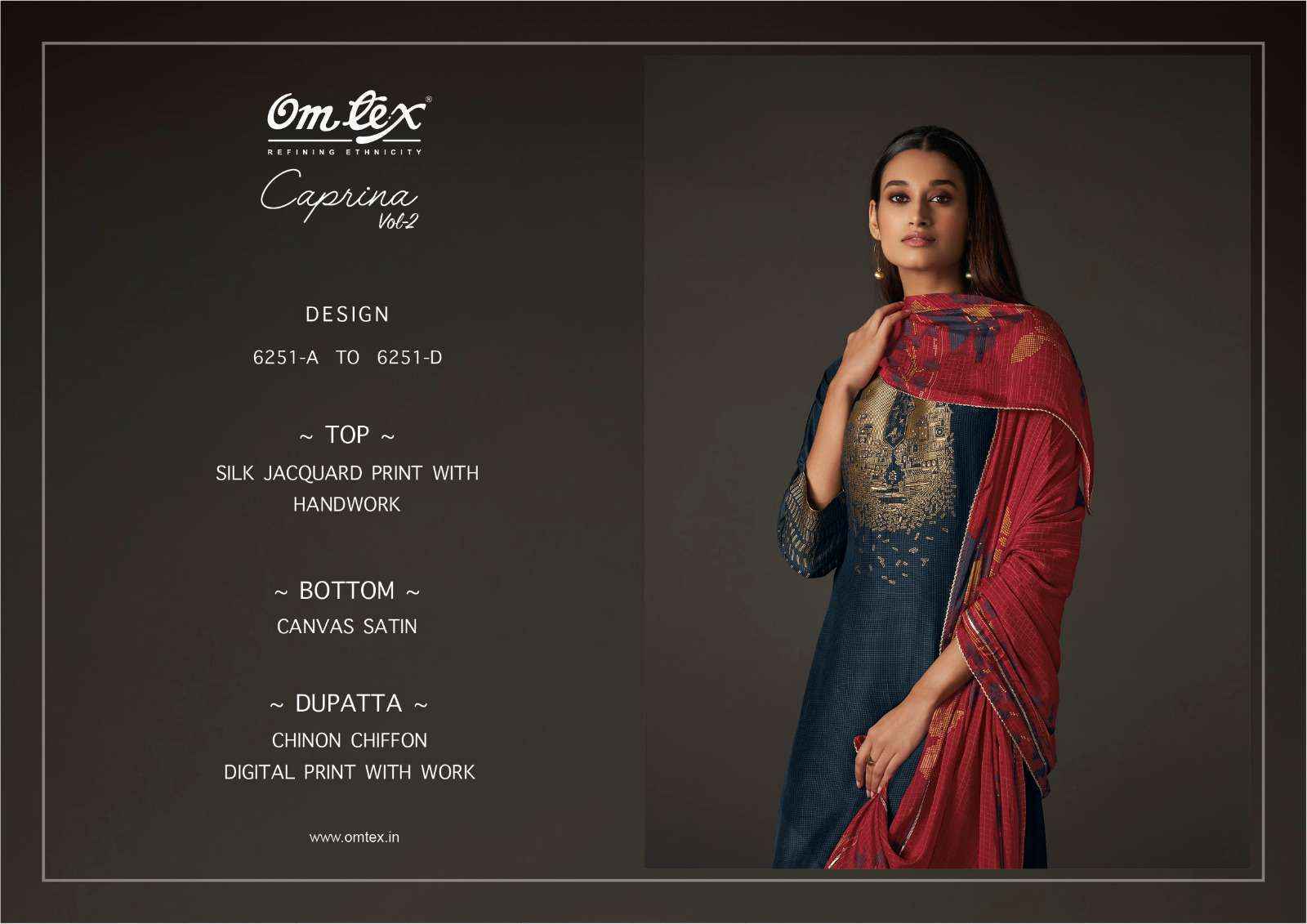 Omtex Caprina Vol-2 Silk Jacquard Dress Material (4 pcs Catalogue)
