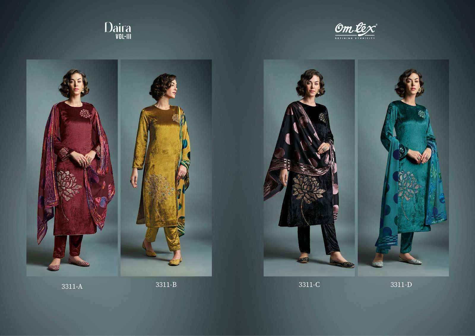 Omtex Daira Vol-3 Velvet Dress Material (4 pcs Catalogue)