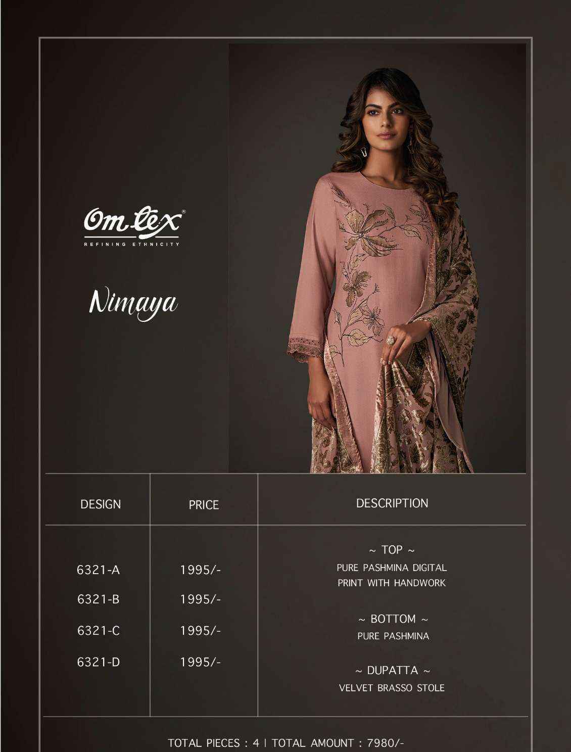 Omtex Nimaya Pashmina Dress Material (4 pcs Catalogue)