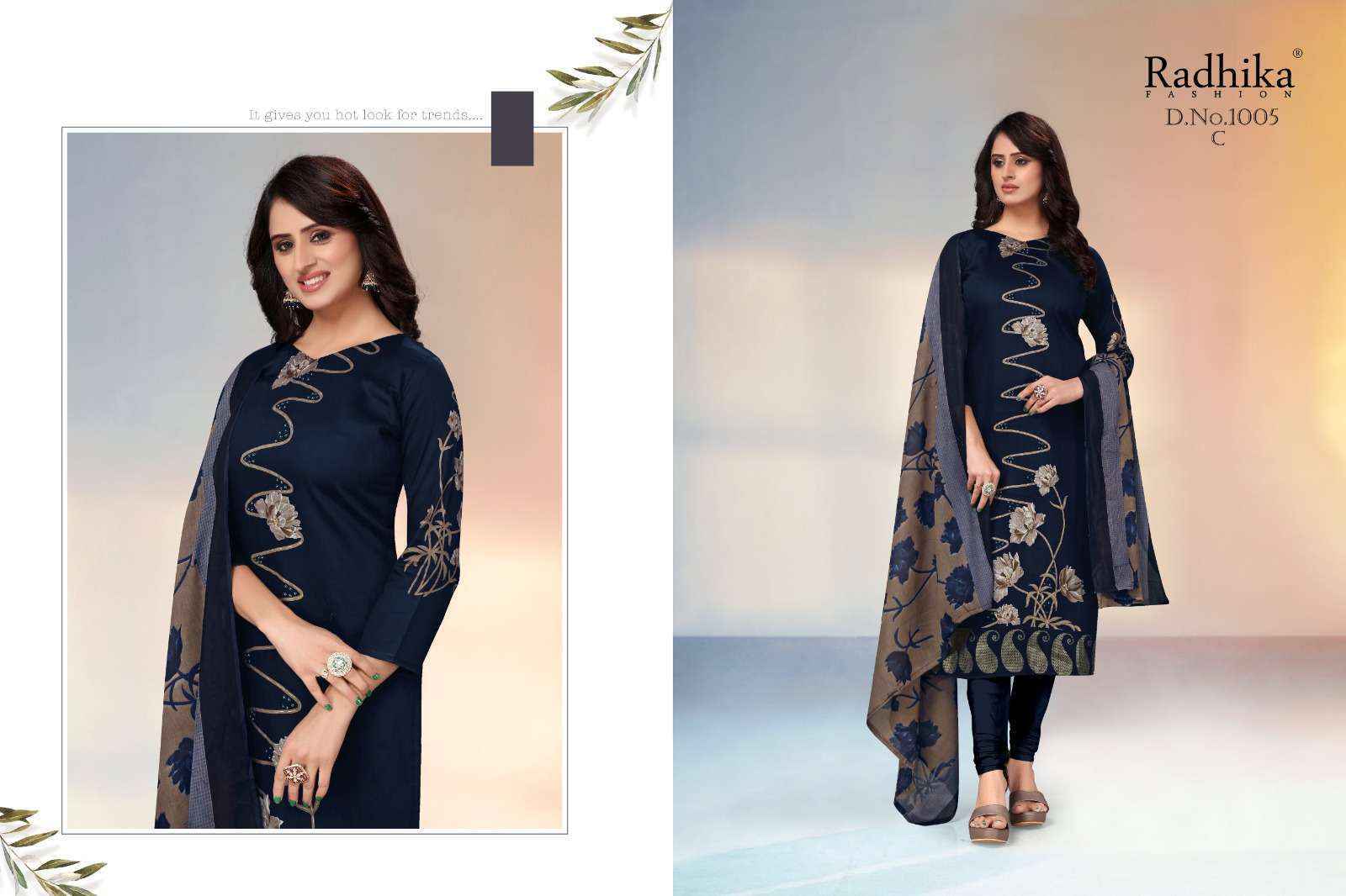 Radhika Fashion Azara Jivika Jam Cotton Dress Material