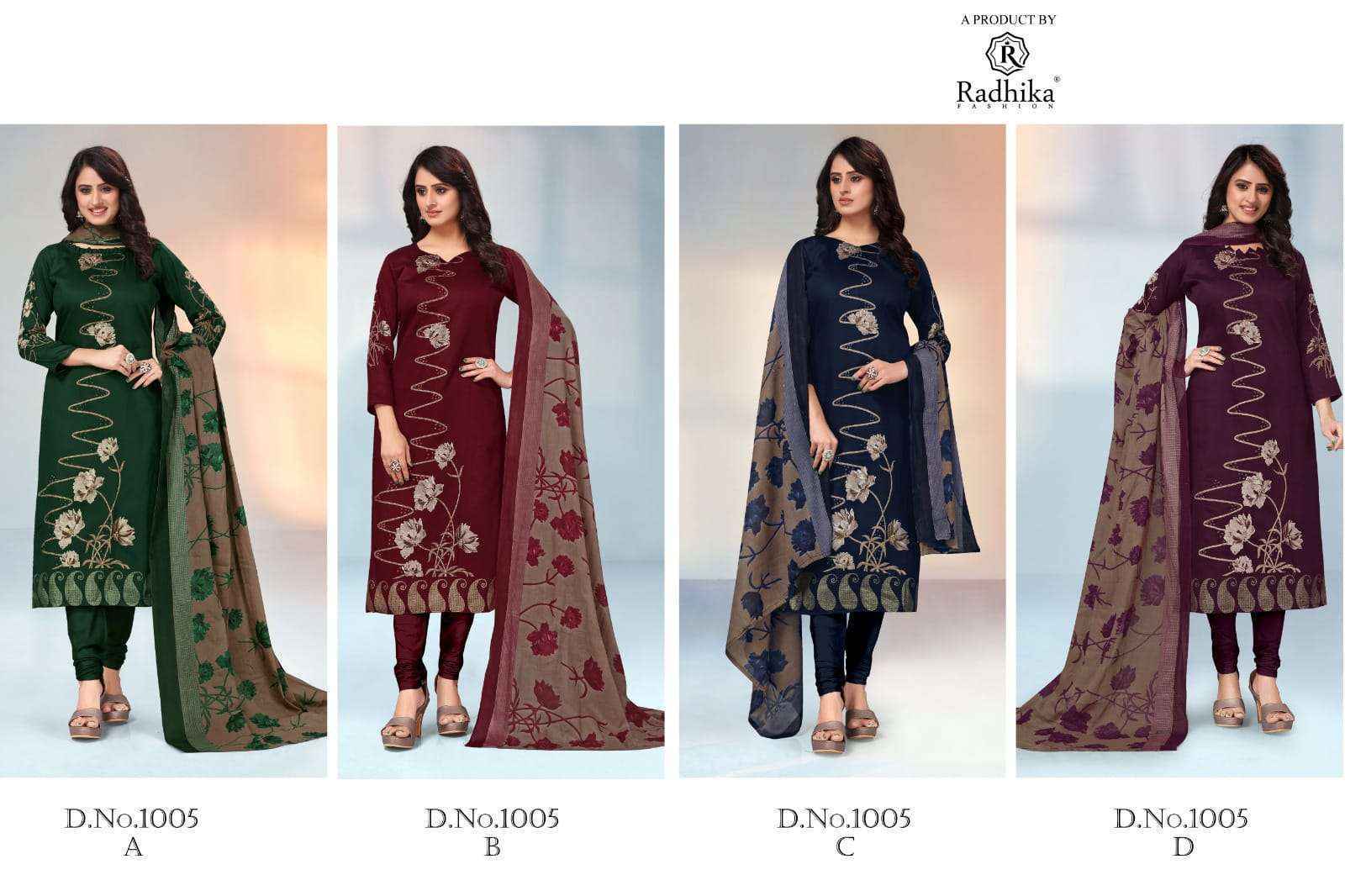 Radhika Fashion Azara Jivika Jam Cotton Dress Material