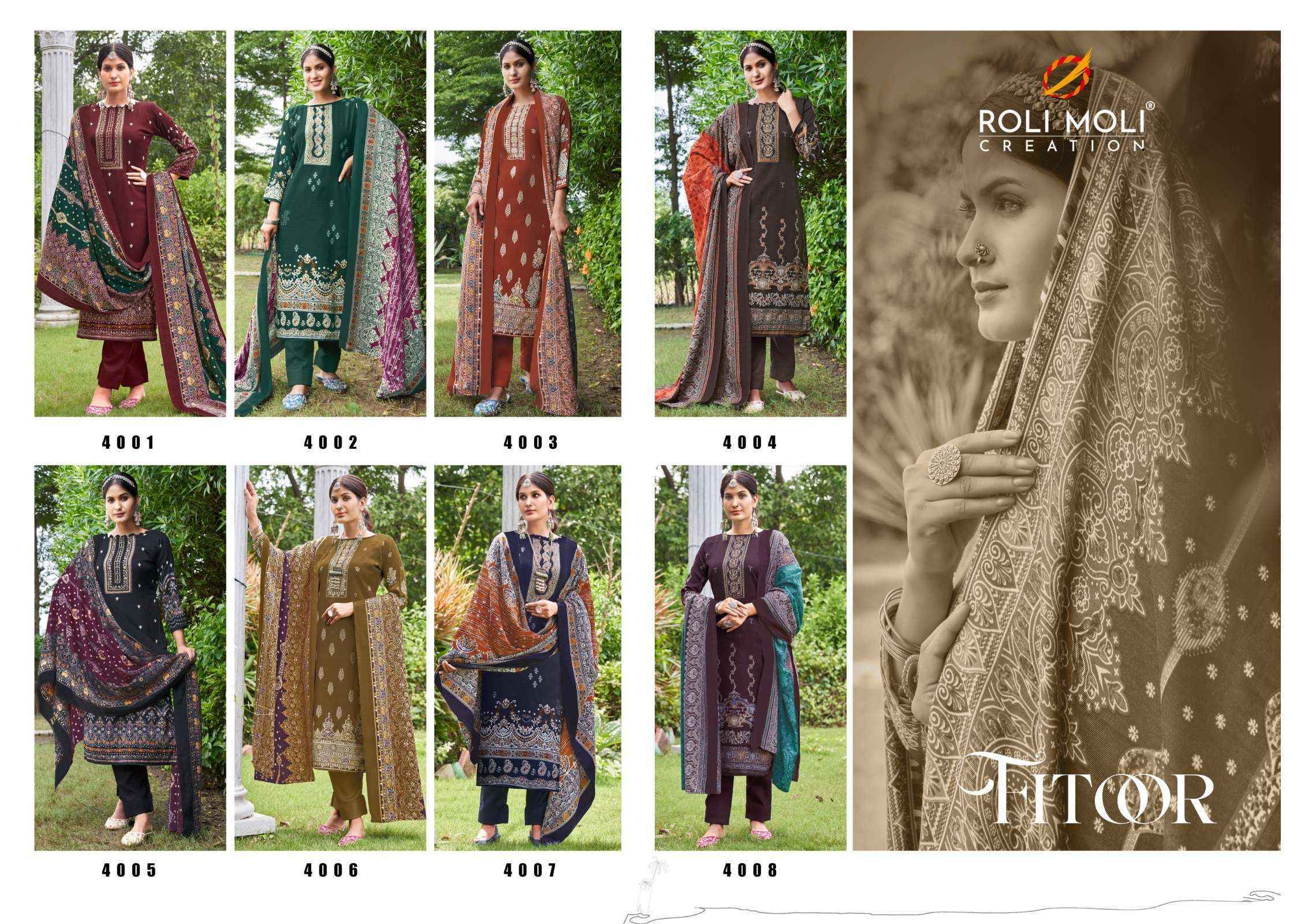 Roli Moli Fitoor Pashmina Dress Material (8 pcs Catalogue)