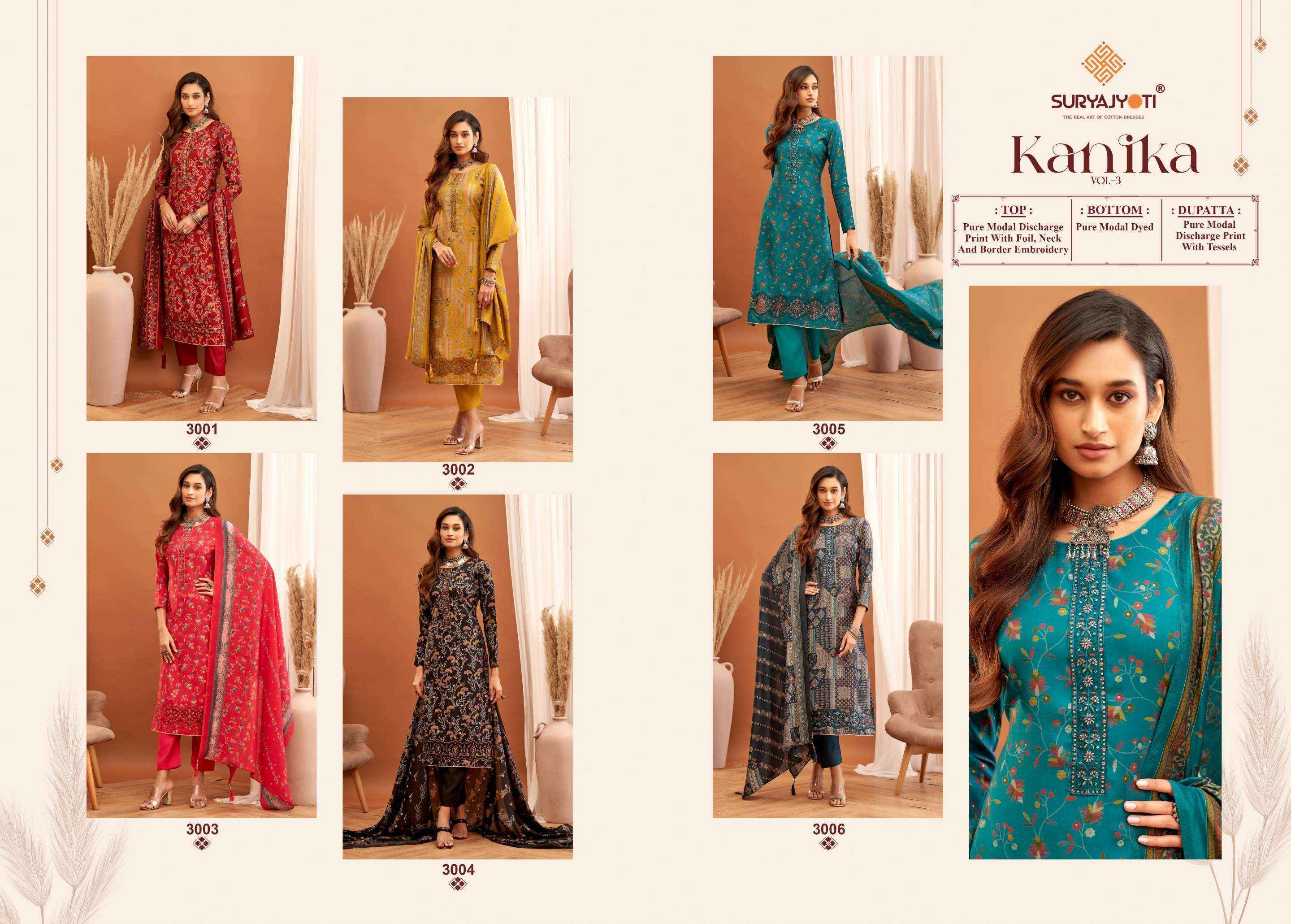 Suryajyoti Kanika Vol-3 Modal Dress Material (6 pcs Catalogue)