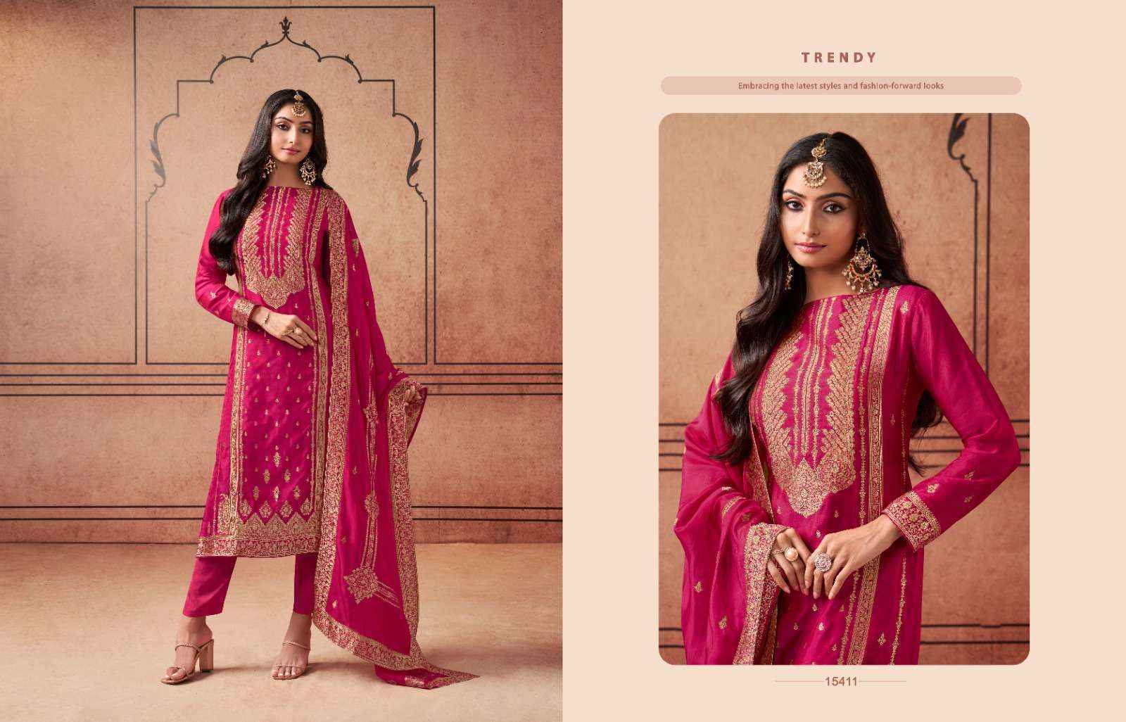 Zisa Aurum Silk Jacquard Dress Material (5 pcs Catalogue)