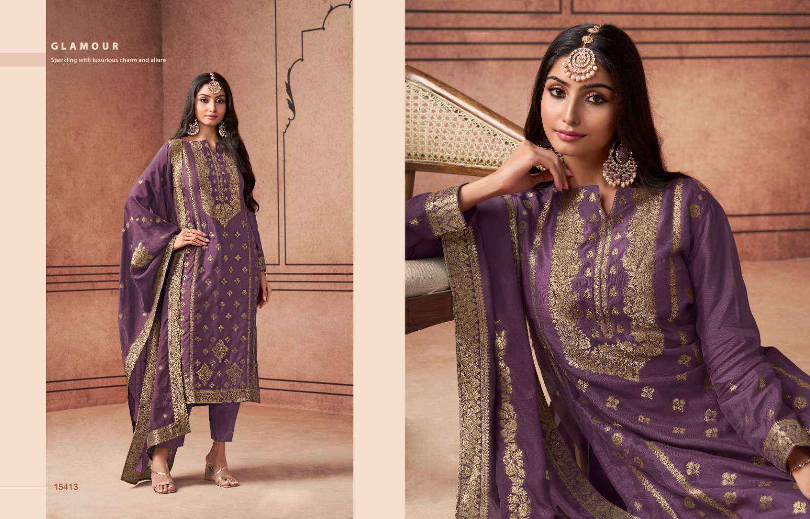 Zisa Aurum Silk Jacquard Dress Material (5 pcs Catalogue)