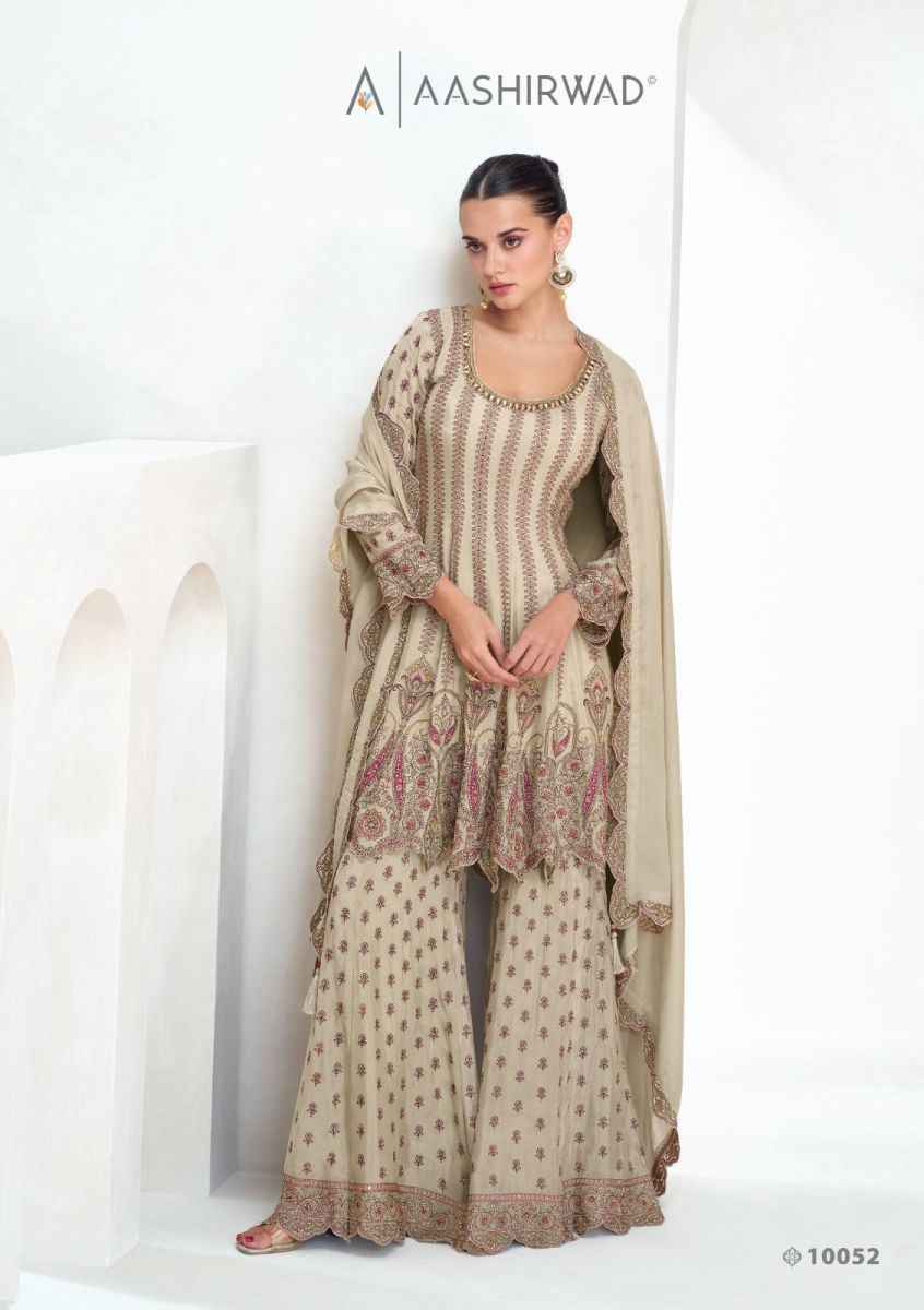 Aashirwad Creation Aarika Readymade Chinon Silk Dress (3 pcs Catalogue)