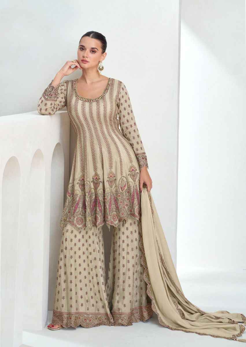 Aashirwad Creation Aarika Readymade Chinon Silk Dress (3 pcs Catalogue)