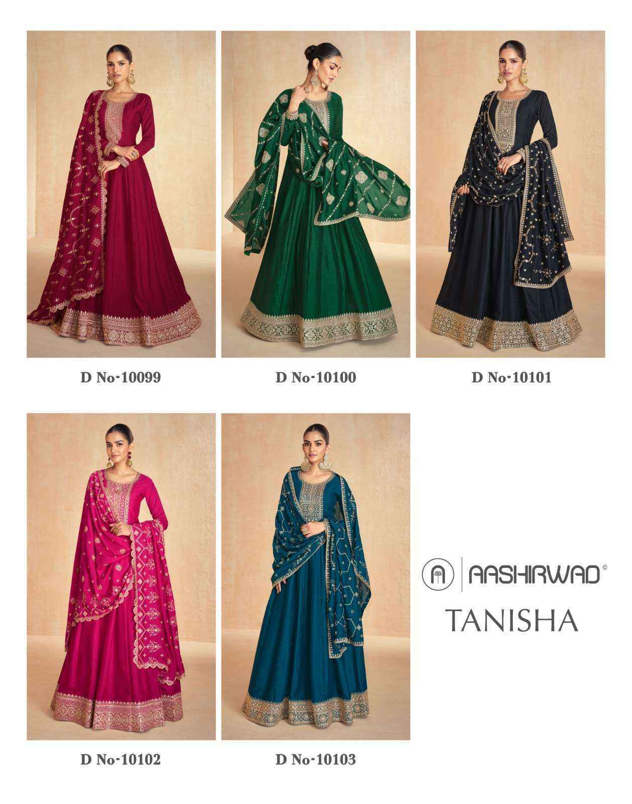 Aashirwad Creation Tanisha Readymade Silk Dress 5 pcs Catalogue